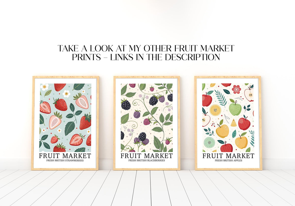 Fruit Market Print, Modern Blackberry Wall Art, Pretty Botanical Fruit Illustration, Neutral Farmhouse Home Gift, Nature Inspired Artwork