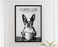 Boston Terrier Wall Art Print, Funny Dog Vet Gift, Coffee Poster, Black & White Coffee Shop Decor