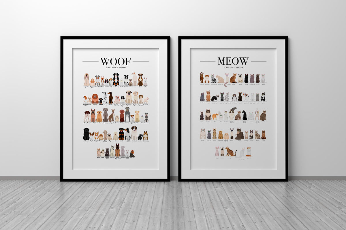 Animal Breeds Poster Bundle, Farm Animal Wall Decor, Farmhouse Wall Art, Dog Breed Gift, Farm Kitchen Prints, Set of 3 Wall Art Prints A4 A3