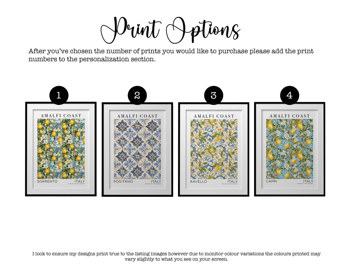 Amalfi Coast Wall Art Print Set, Italian Travel Print Bundle, Set of 3 Prints, Italy Kitchen Posters, Sorrento, Positano, Ravello, Capri