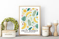 Fruit Market Print, Banana Wall Art, Pretty Tropical Fruit Poster, Farmhouse Home Gift, Set of Matching Prints, Colourful Home Decor