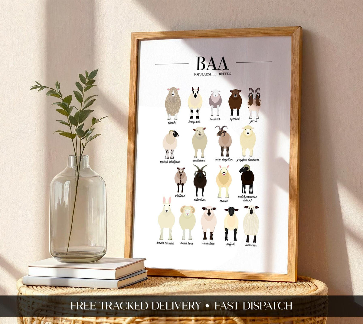 Sheep Breeds Poster, Sheep Art, Farm Kitchen Wall Art, Types Of Animals Poster, Farm Animal Posters For Kids, Sheep Farmer Gift A5 A4 A3