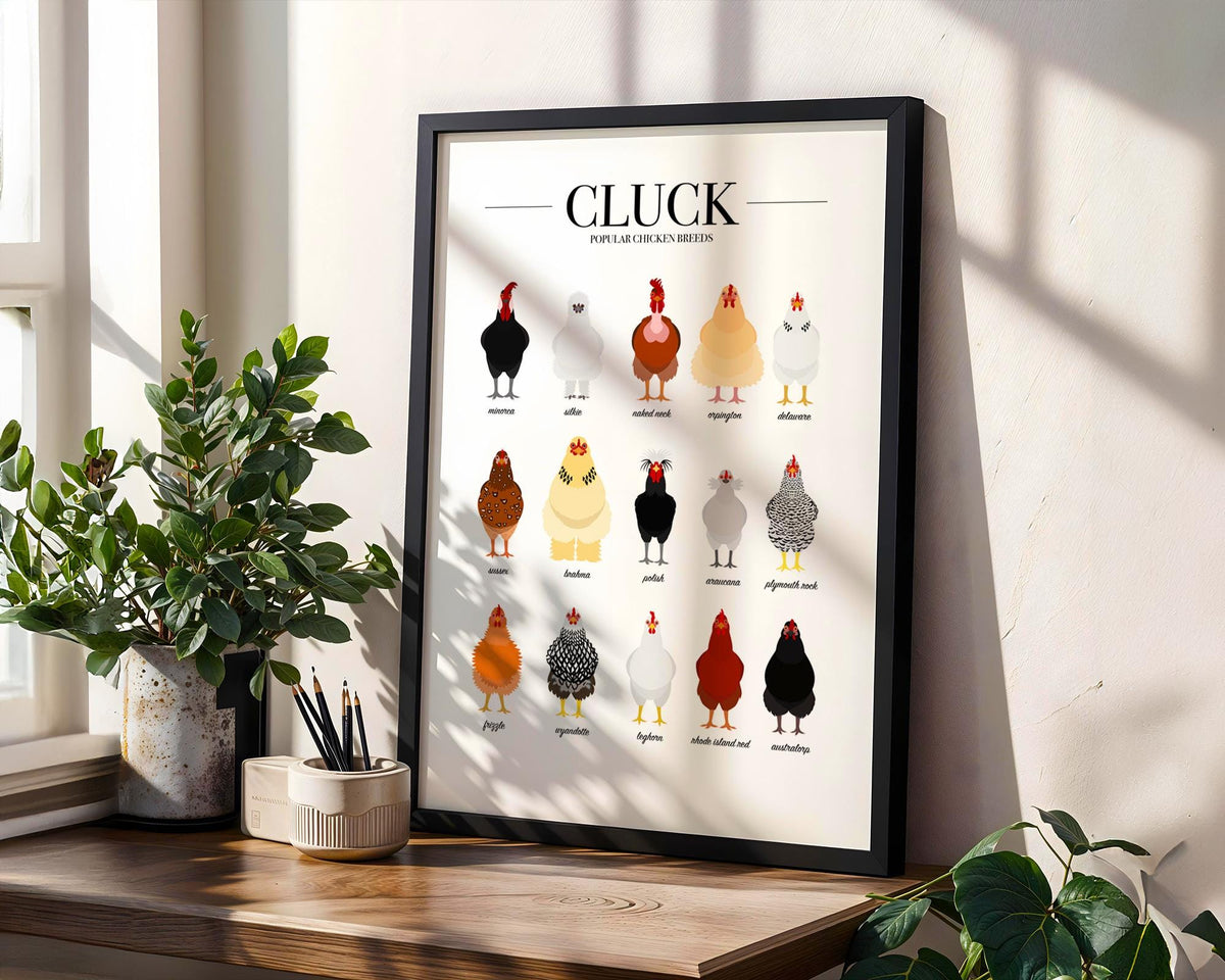 Chicken Print, Farmhouse Kitchen Wall Decor Inspo, Farm Animal Wall Decor, Animal Breed Posters, Chicken Gifts, Bird Wall Prints UK A5 A4 A3