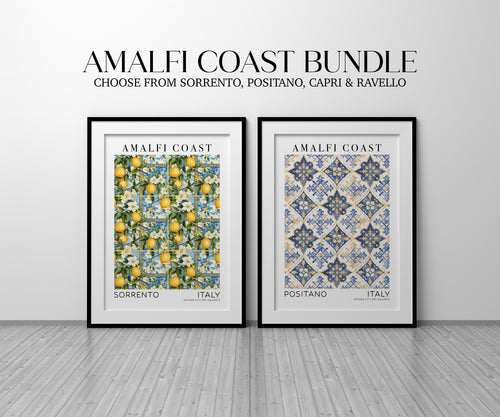 Amalfi Coast Wall Art Print Set, Italian Travel Print Bundle, Set of 3 Prints, Italy Kitchen Posters, Sorrento, Positano, Ravello, Capri