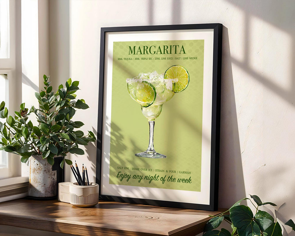 Margarita Print, Cocktail Wall Prints for The Kitchen, Vibrant Bright Cocktail Posters For A Home Bar, Margarita Gifts For Her