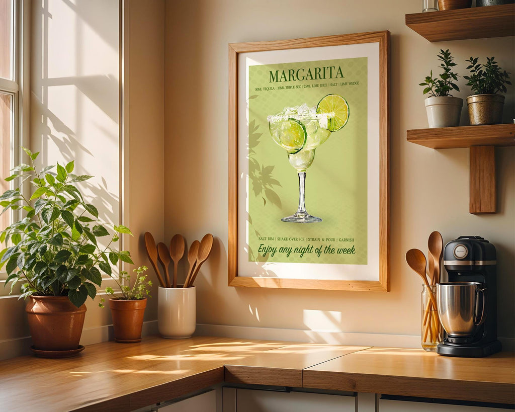 Margarita Print, Cocktail Wall Prints for The Kitchen, Vibrant Bright Cocktail Posters For A Home Bar, Margarita Gifts For Her