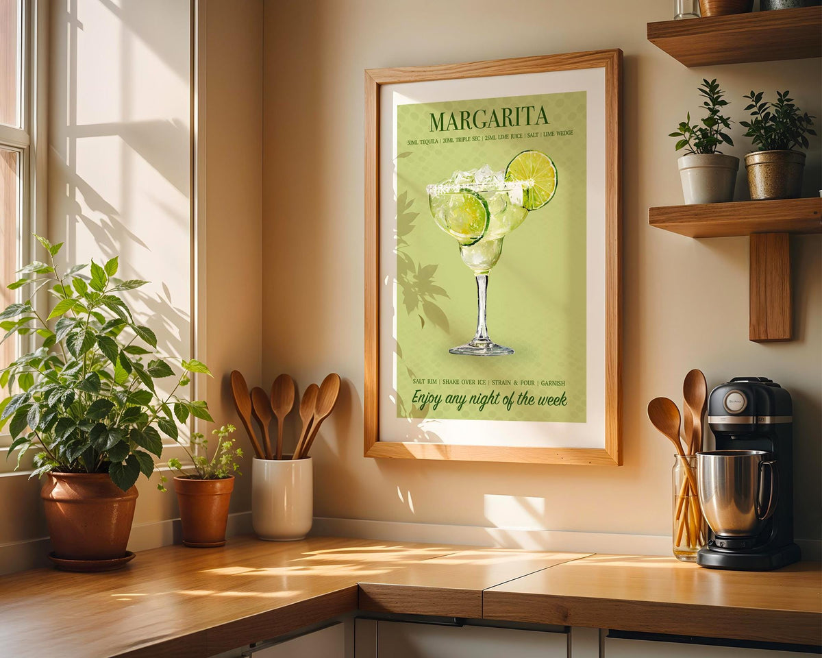 Margarita Print, Cocktail Wall Prints for The Kitchen, Vibrant Bright Cocktail Posters For A Home Bar, Margarita Gifts For Her