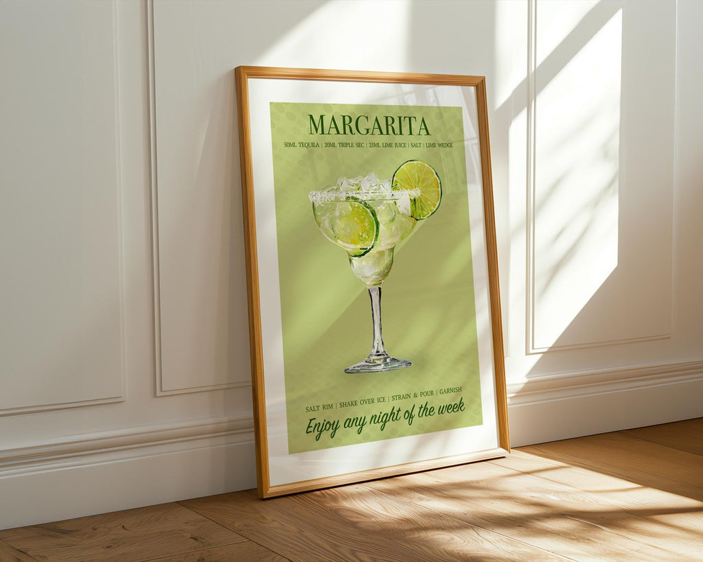 Margarita Print, Cocktail Wall Prints for The Kitchen, Vibrant Bright Cocktail Posters For A Home Bar, Margarita Gifts For Her
