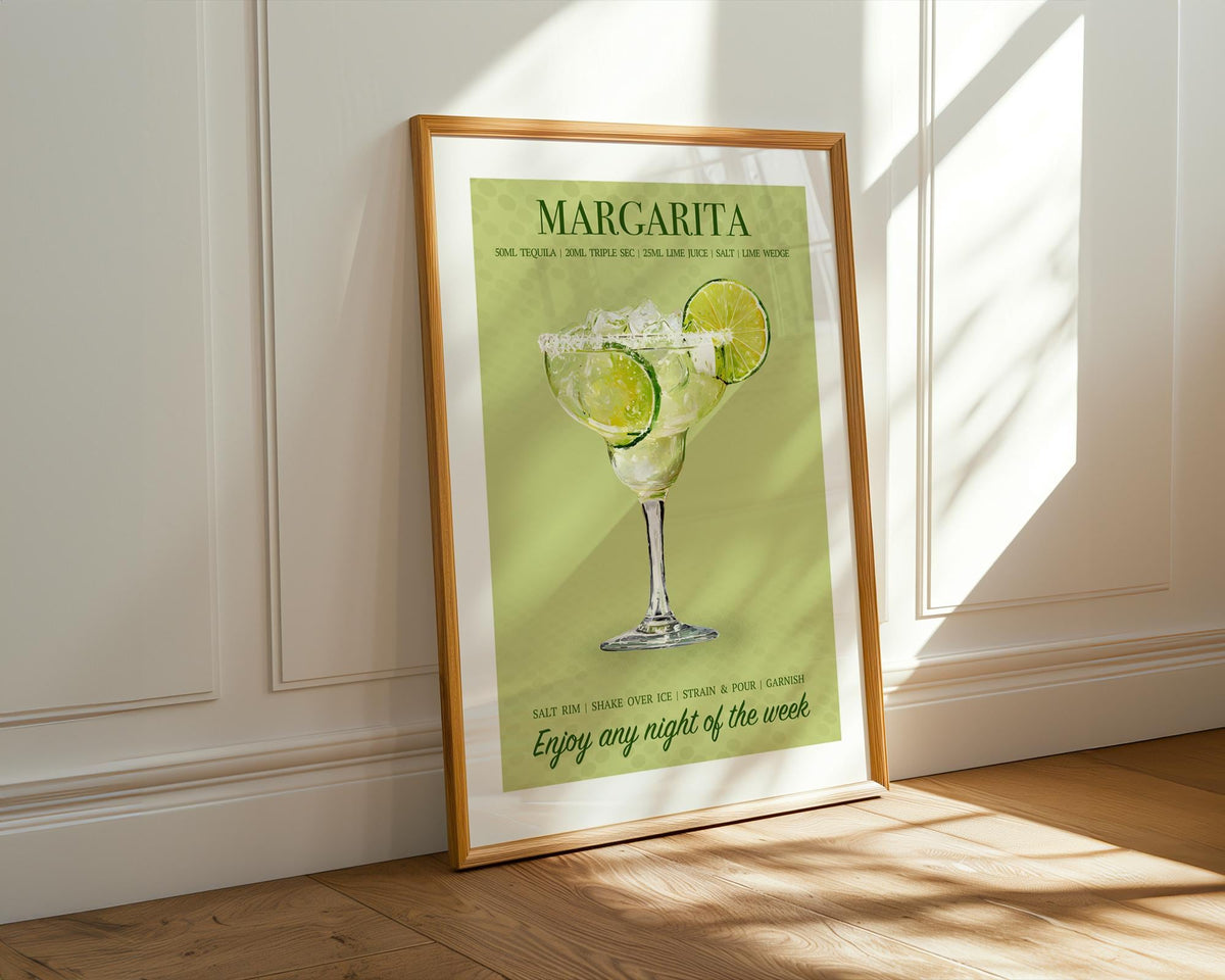 Margarita Print, Cocktail Wall Prints for The Kitchen, Vibrant Bright Cocktail Posters For A Home Bar, Margarita Gifts For Her