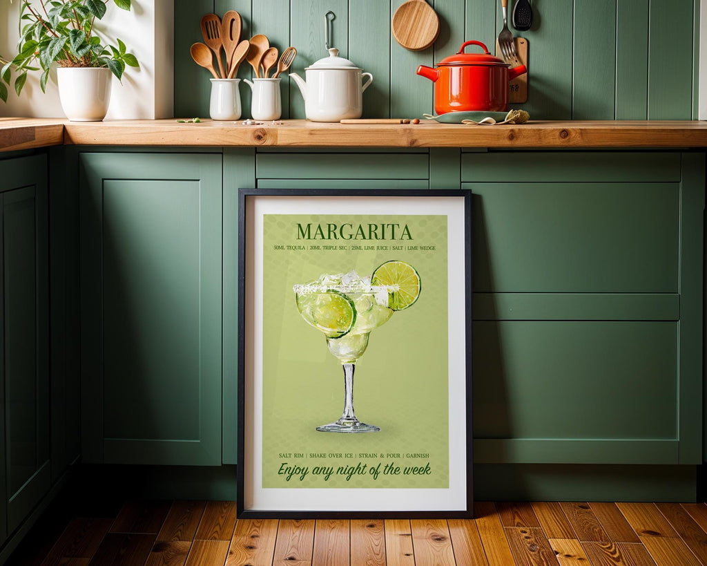 Margarita Print, Cocktail Wall Prints for The Kitchen, Vibrant Bright Cocktail Posters For A Home Bar, Margarita Gifts For Her