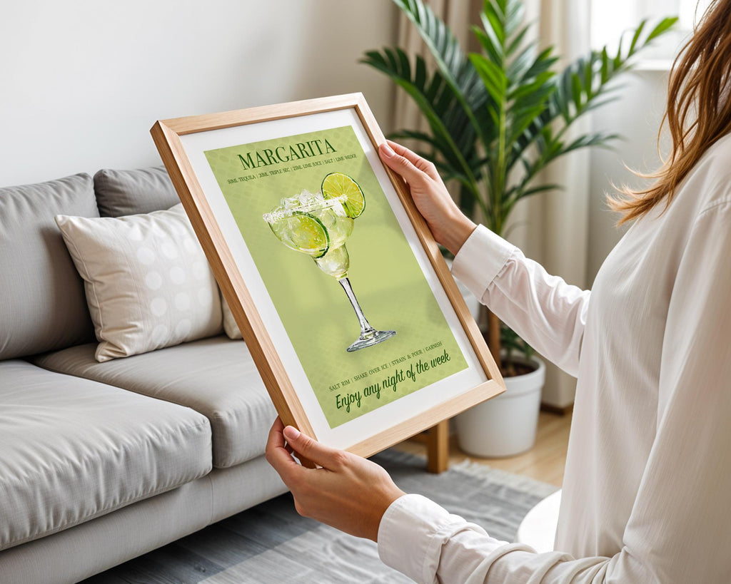 Margarita Print, Cocktail Wall Prints for The Kitchen, Vibrant Bright Cocktail Posters For A Home Bar, Margarita Gifts For Her