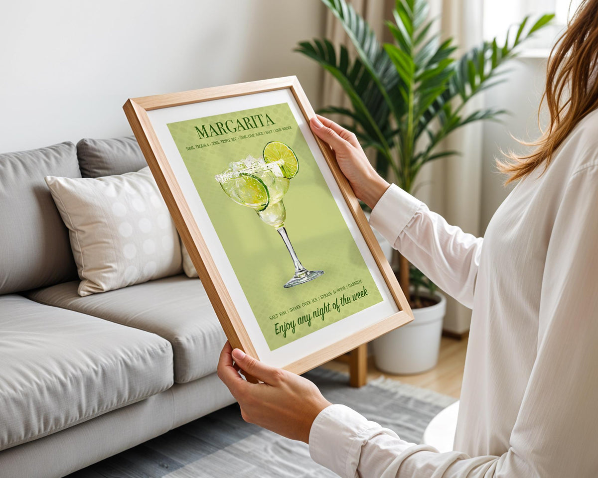 Margarita Print, Cocktail Wall Prints for The Kitchen, Vibrant Bright Cocktail Posters For A Home Bar, Margarita Gifts For Her