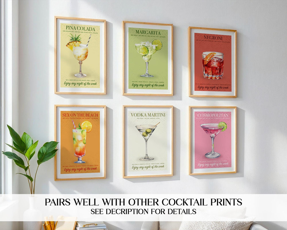 Margarita Print, Cocktail Wall Prints for The Kitchen, Vibrant Bright Cocktail Posters For A Home Bar, Margarita Gifts For Her