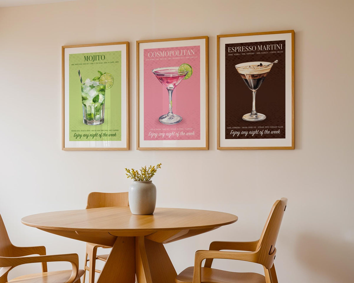 Mojito Cocktail Print, Mojito Cocktail Poster For Home Bar, Cocktail Wall Art For Kitchen, Poster Set Custom, Cocktail Recipe Art Print