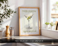 Vodka Martini Poster: Dirty Martini Wall Decor, Illustrated Cocktail Poster, Dirty Martini Gifts For Her, Cocktail Art For Home Bar