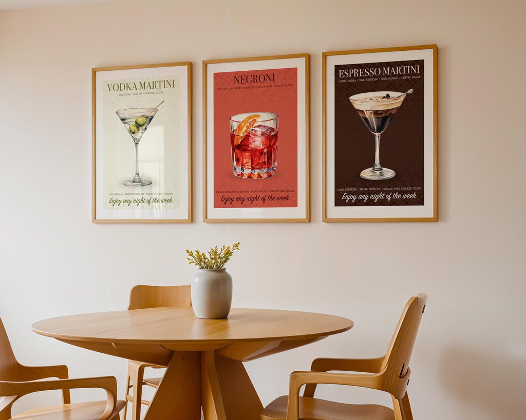 Negroni Poster, Cocktail Wall Art For Kitchen, Cocktail Recipe Print, Home Bar Decor Gifts, Cocktail Wall Art Set Of 3, A4, A5, 5x7, 4x6
