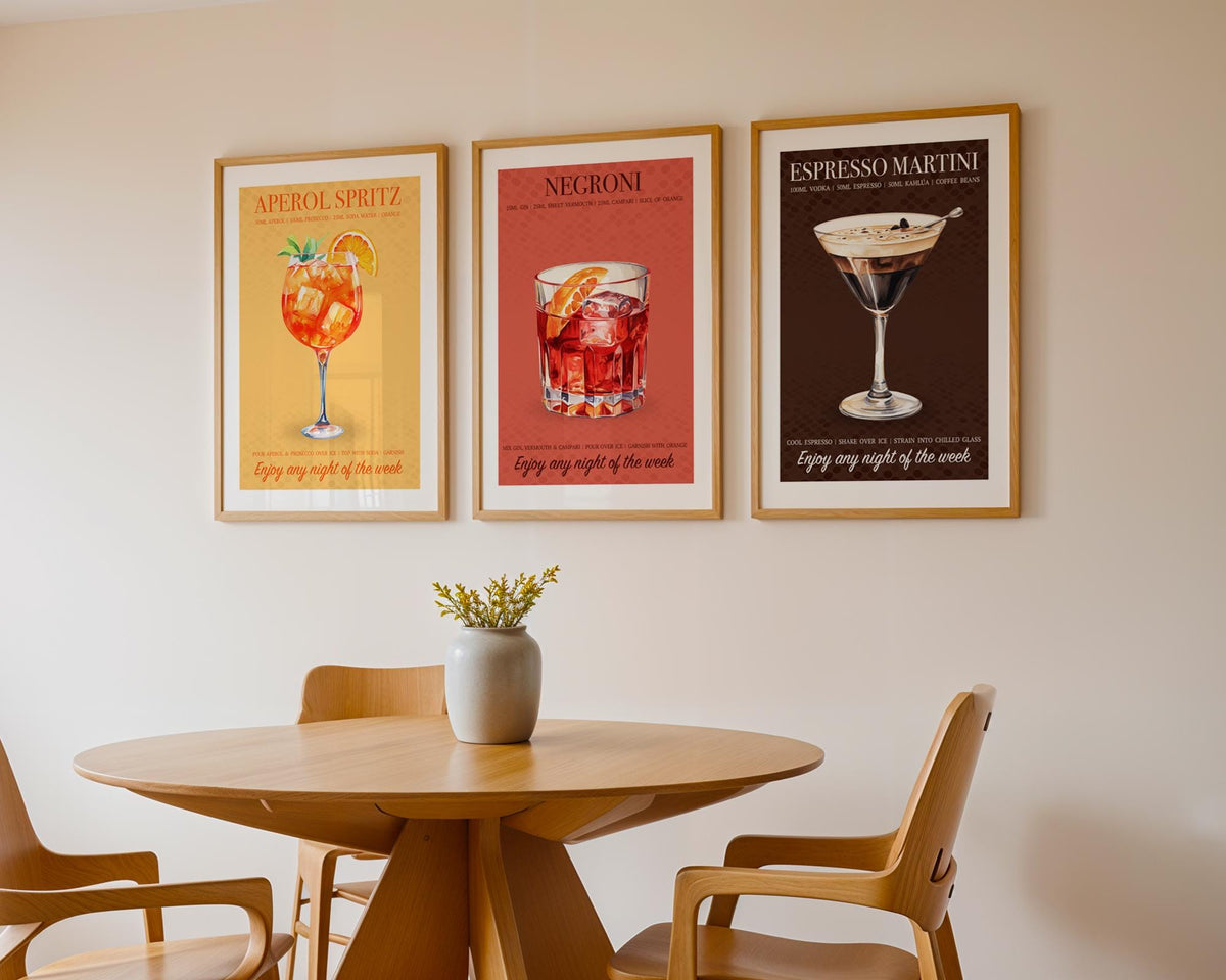 Aperol Spritz Print, Cocktail Kitchen Poster Set, Bar Cart Decor, Cocktail Recipe Prints For A Home Bar, Aperol Spritz Gifts For Her, A4, A5