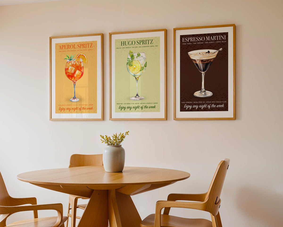 Hugo Spritz Print Cocktail Poster, Aesthetic Poster, Kitchen Artwork Cocktail Print, Bar Decor Drink Lovers Hugo Cocktail Wall Art