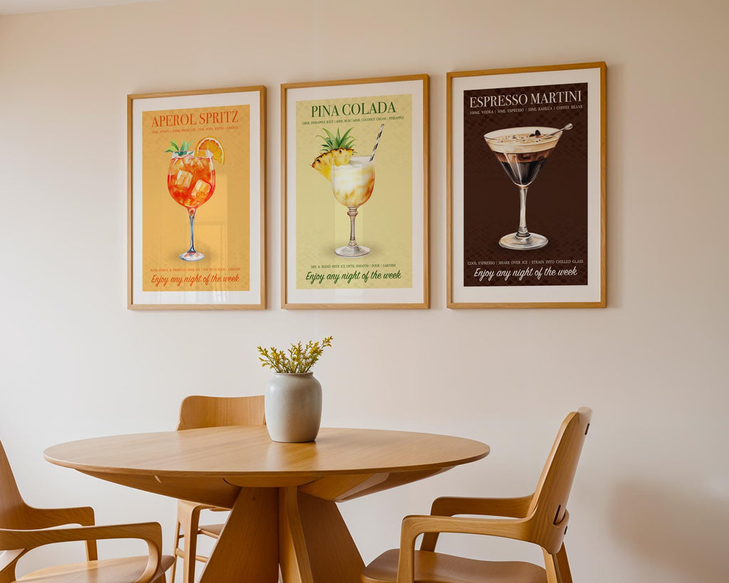 Pina Colada Print, Pina Colada Cocktail, Pina Colada Poster, Cocktail Prints, Cocktail Wall Art Set, Wall Decor Cocktails, Home Bar Prints