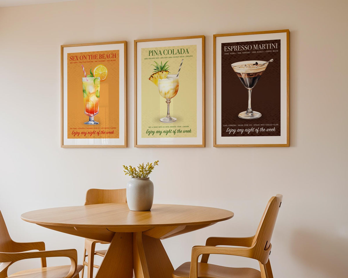 Cocktail Print Sex On The Beach, Holiday Cocktail Poster, Kitchen Wall Art, Home Bar Decor, Colourful Retro Home Decor, Girly Bar Cart Art