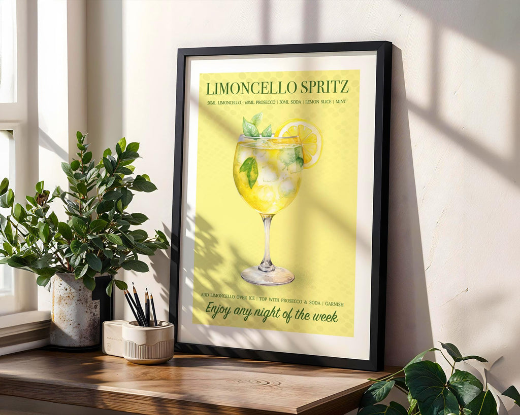 Limoncello Spritz Wall Art For Kitchen, Retro Bar Cart Wall Decor Cocktails, Bar Cart Prints, Spritz Gifts For Her, Spritz Cocktail Poster