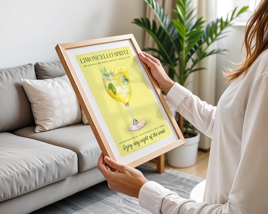 Limoncello Spritz Wall Art For Kitchen, Retro Bar Cart Wall Decor Cocktails, Bar Cart Prints, Spritz Gifts For Her, Spritz Cocktail Poster