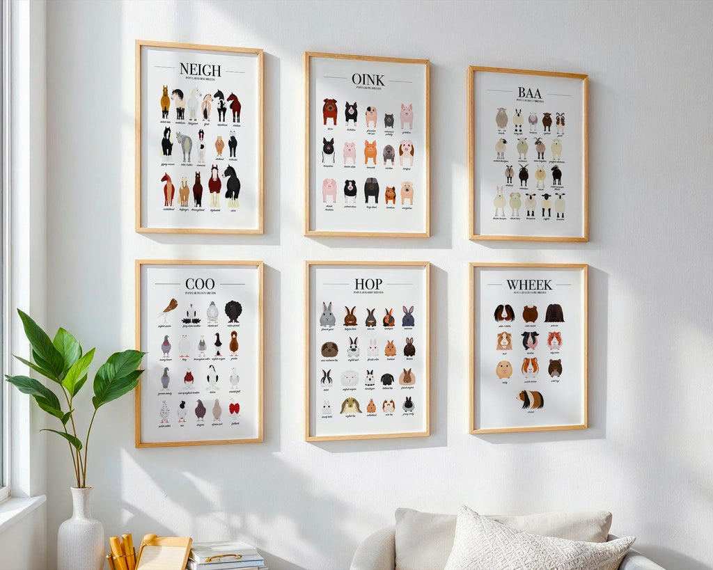Animal Breeds Poster Bundle, Farm Animal Wall Decor, Farmhouse Wall Art, Dog Breed Gift, Farm Kitchen Prints, Set of 3 Wall Art Prints A4 A3