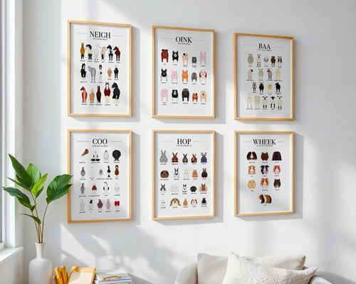 Animal Breeds Poster Bundle, Farm Animal Wall Decor, Farmhouse Wall Art, Dog Breed Gift, Farm Kitchen Prints, Set of 3 Wall Art Prints A4 A3