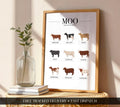 Cow Breeds Wall Art Print: Vet and Farmer Gifts. Cottage kitchen animal wall poster, Farm Animal Wall Art, Farmhouse kitchen Poster