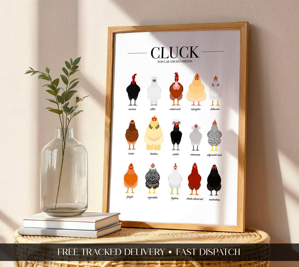 Chicken Print, Farmhouse Kitchen Wall Decor Inspo, Farm Animal Wall Decor, Animal Breed Posters, Chicken Gifts, Bird Wall Prints UK A5 A4 A3