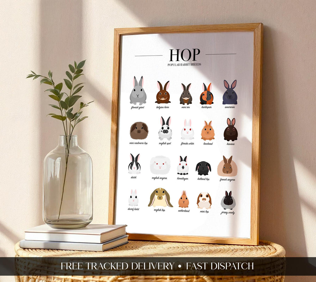 Rabbit Wall Art, Rabbit Pet Gift, Bunny Gifts For Girls, Veterinary Clinic Wall Art, Cute Rabbit Wall Decor Poster, Rabbit Presents For Her