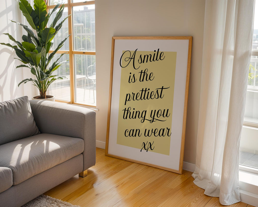 Smile Quote Print, Self Love Wall Art, Beauty Salon Poster, Neutral Minimalist Home Decor Gift