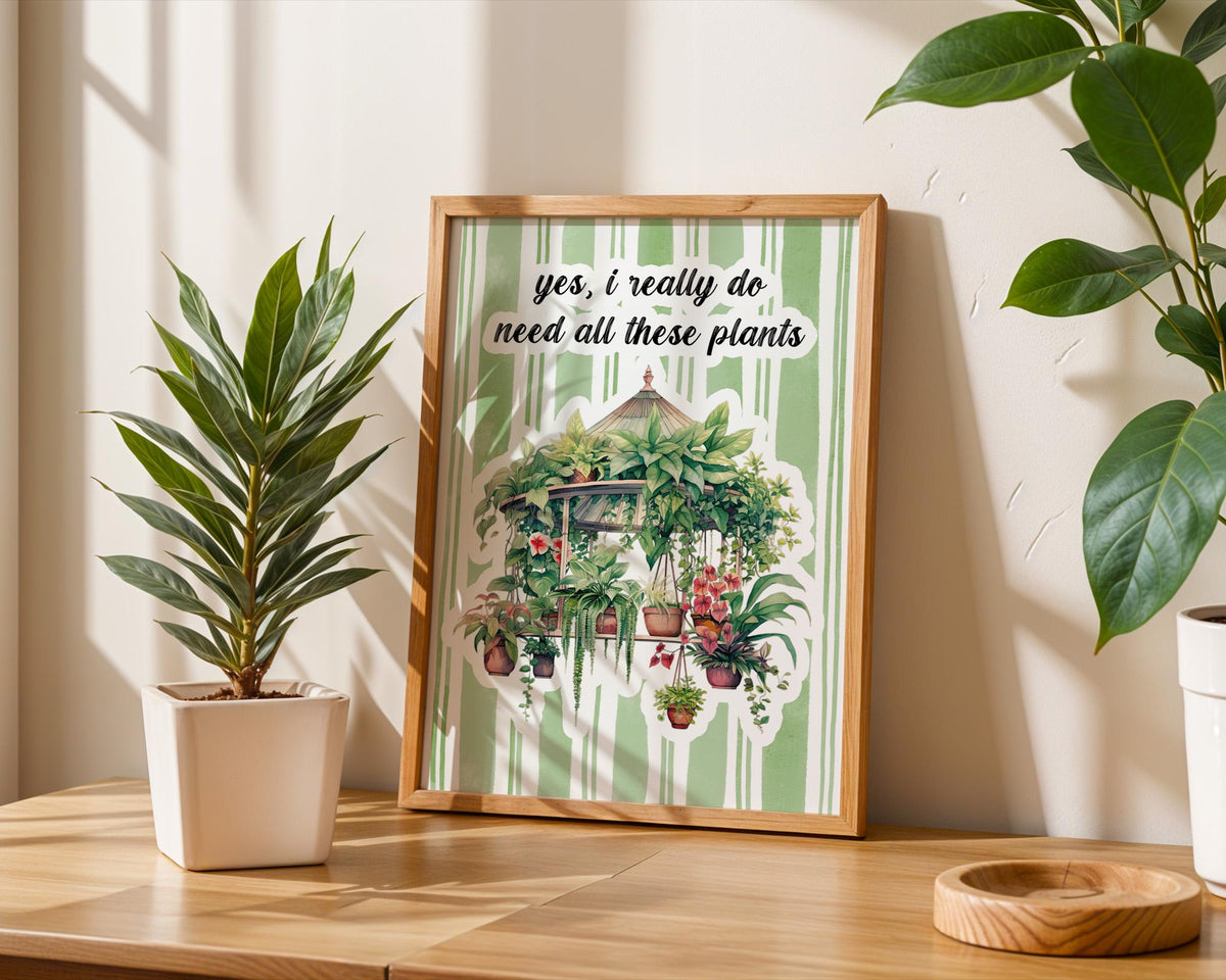 House Plant Print, Plant Lover Wall Decor, Plant Decor For Shelves, Funny Kitchen Wall Prints, House Plant Present, Gardening Gift For Her