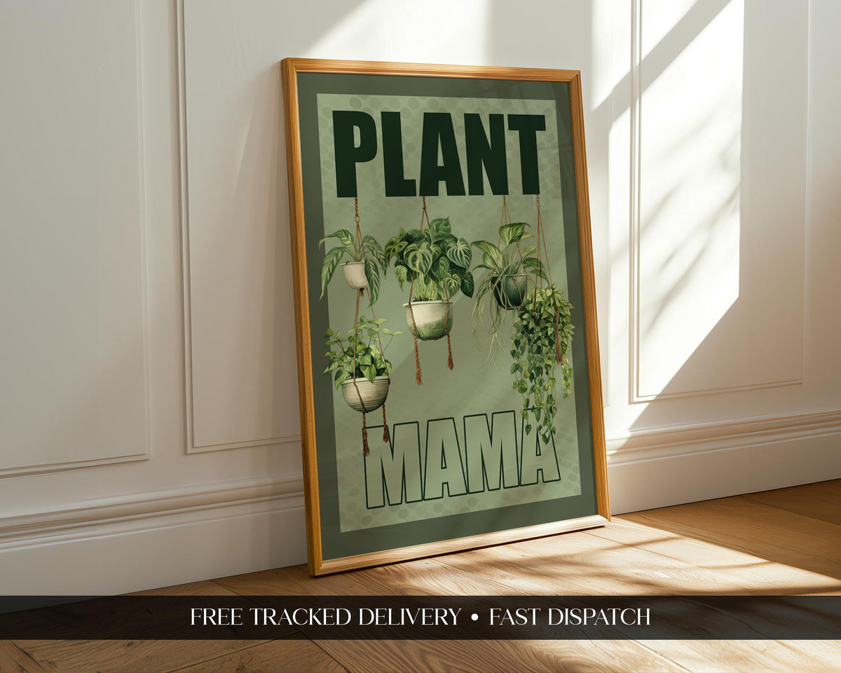 Plant Mama Print: Watercolour Plants, Kitchen Gallery Wall Art, Gardening Poster, Gift For A Plant Loving Mum, Green Fingers Gift
