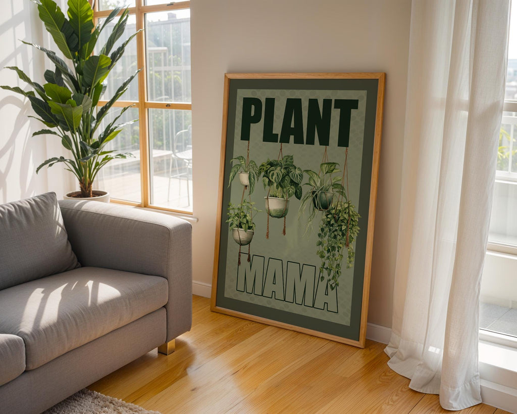Plant Mama Print: Watercolour Plants, Kitchen Gallery Wall Art, Gardening Poster, Gift For A Plant Loving Mum, Green Fingers Gift