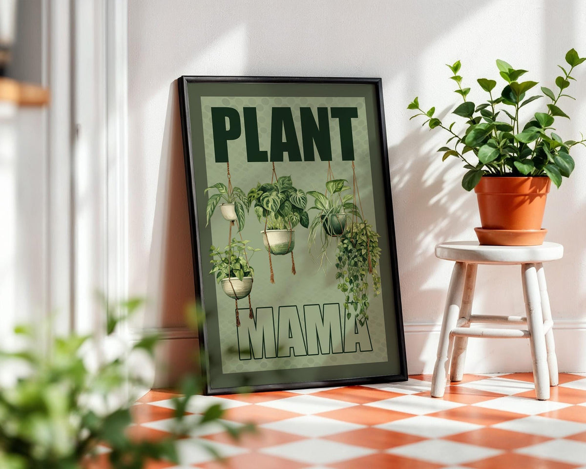 Plant Mama Print: Watercolour Plants, Kitchen Gallery Wall Art, Gardening Poster, Gift For A Plant Loving Mum, Green Fingers Gift
