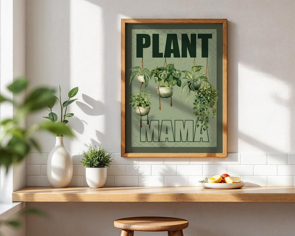 Plant Mama Print: Watercolour Plants, Kitchen Gallery Wall Art, Gardening Poster, Gift For A Plant Loving Mum, Green Fingers Gift