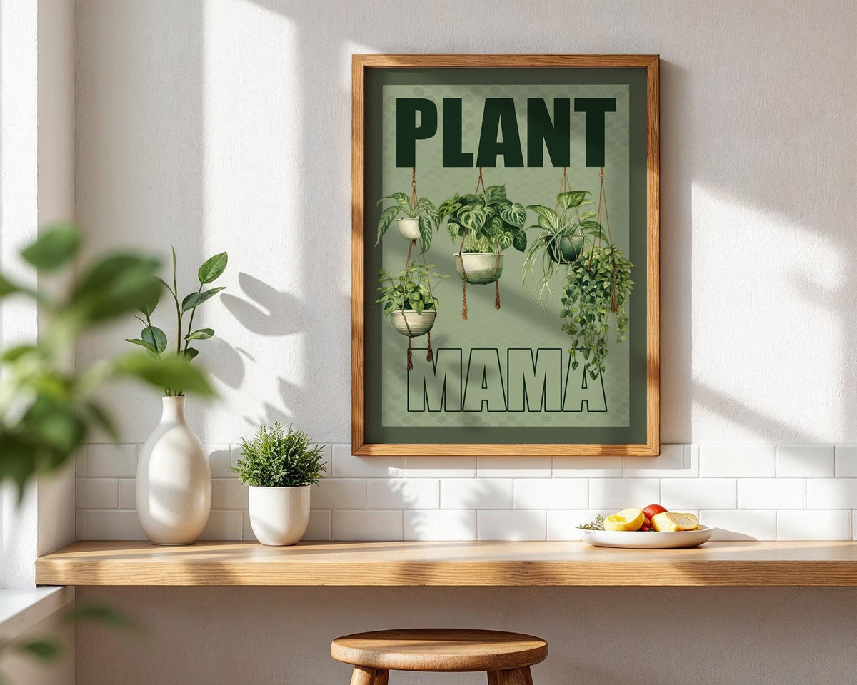 Plant Mama Print: Watercolour Plants, Kitchen Gallery Wall Art, Gardening Poster, Gift For A Plant Loving Mum, Green Fingers Gift