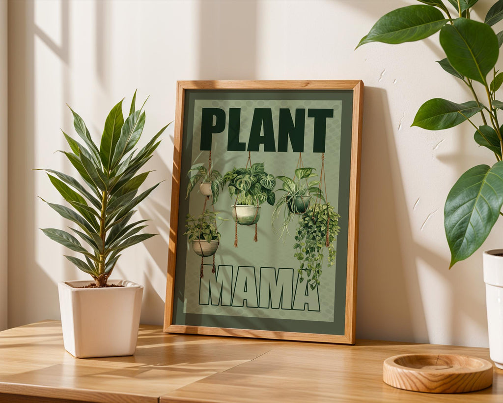 Plant Mama Print: Watercolour Plants, Kitchen Gallery Wall Art, Gardening Poster, Gift For A Plant Loving Mum, Green Fingers Gift