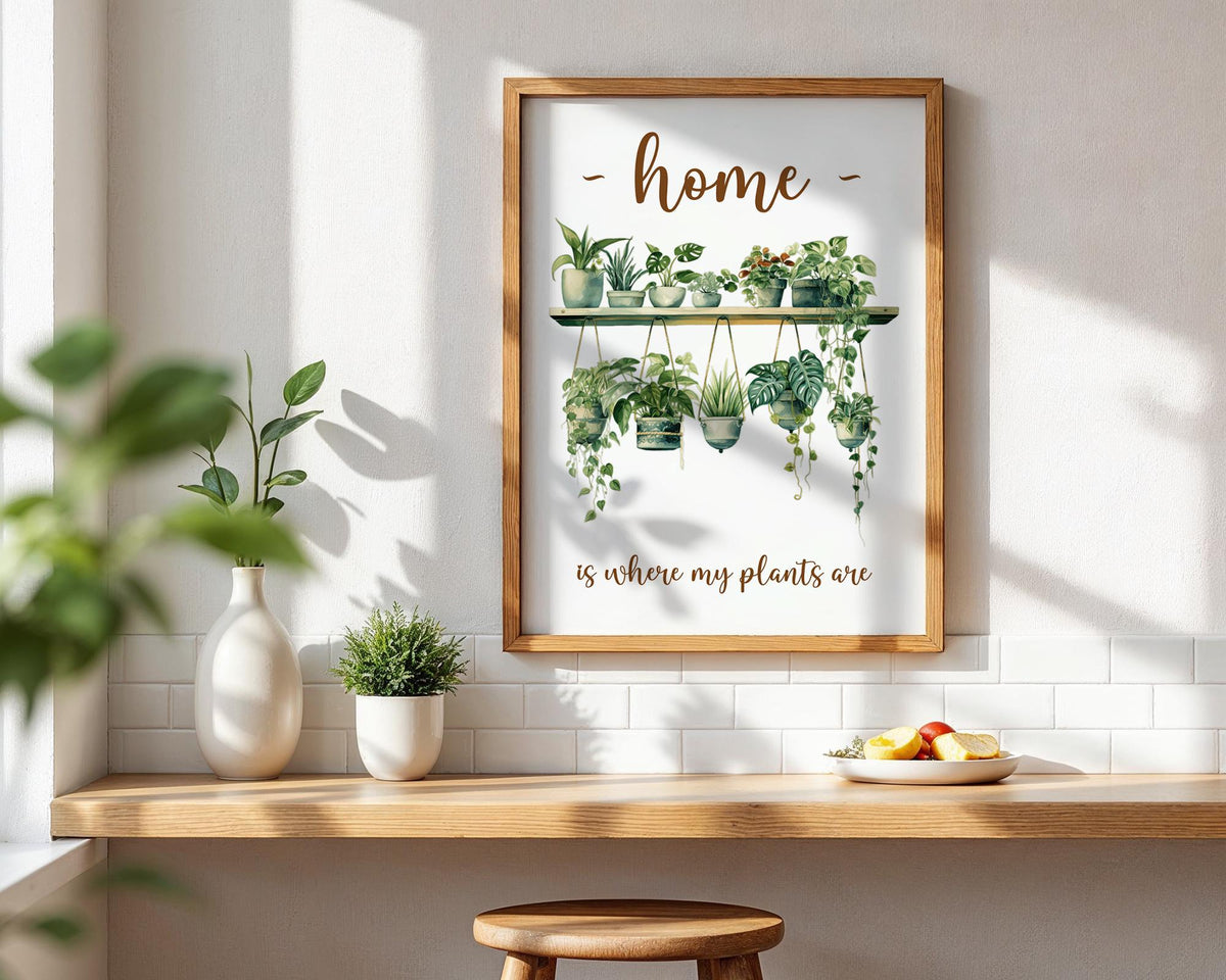 Home Is Where My Plants Are Print, Plant Kitchen Decor, Indoor Plant Poster, Plant Lovers Gifts, Present for Plant Lover