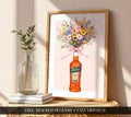 Aperol Bottle with Flowers Wall Art Print, Retro Italian Kitchen Poster, Aperol Spritz Bottles Flower Wall Decor, Gift for Her