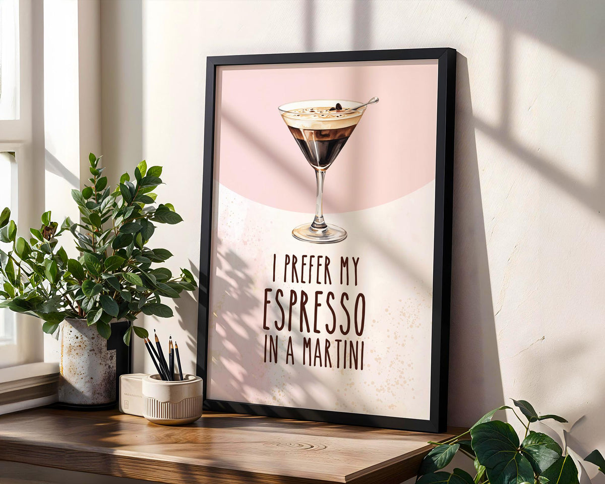 Espresso Martini Print, Funny Cocktail Prints, Pink and Gold Decor, Fun Cocktail Print, Pink Wall Art Quote, Martini Poster Printed