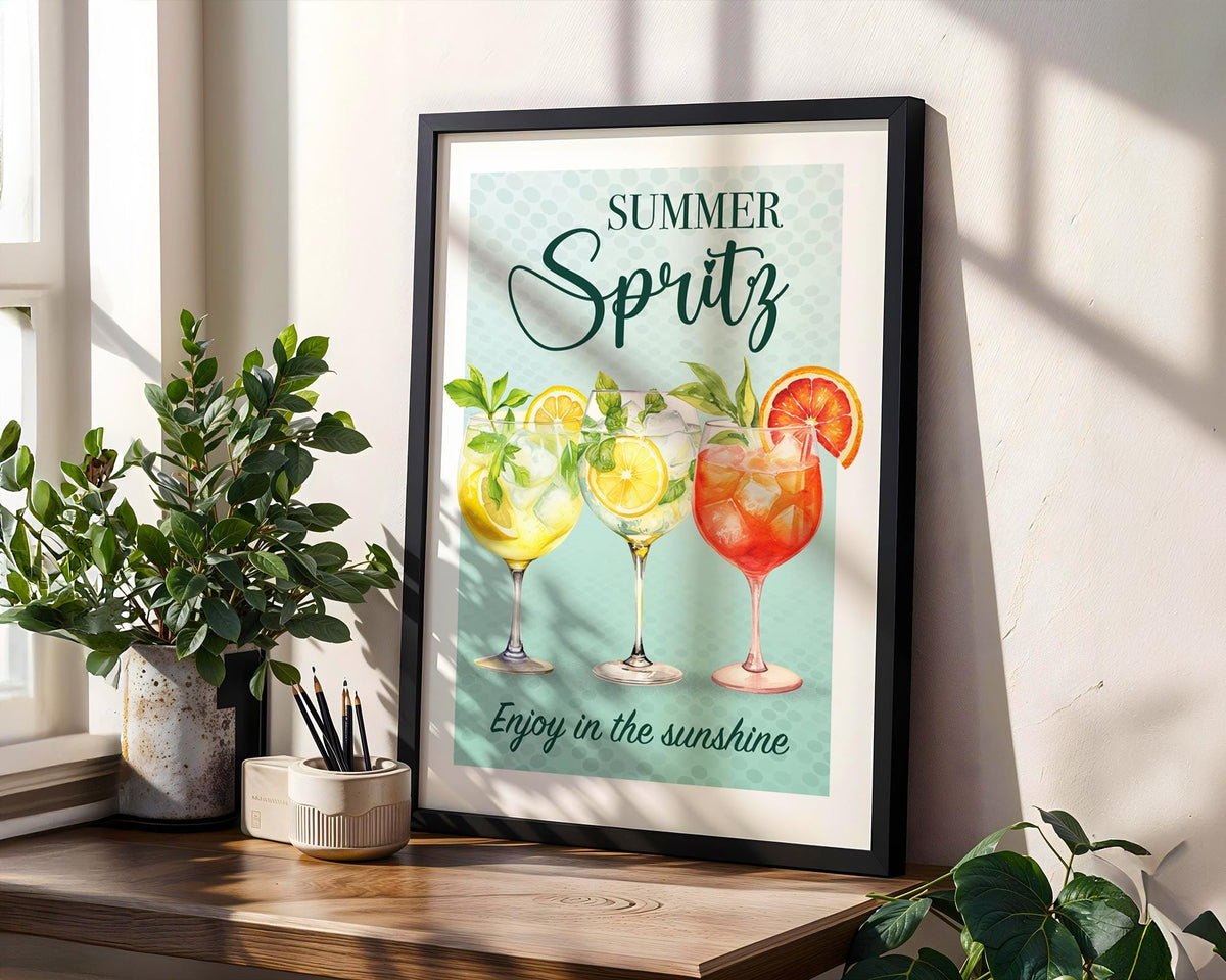 Hugo Spritz Print, Summer Cocktail Wall Art, Aperol Spritz Poster For A Garden Bar, Limoncello Spritz Print, Bright Kitchen Poster
