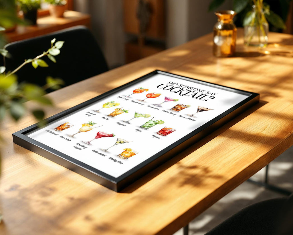 Cocktail Bar Print, Signature Cocktail Poster For A Kitchen Gallery Wall, Garden Bar Decor, Cocktail Gifts For Women, Outdoor Kitchen Decor