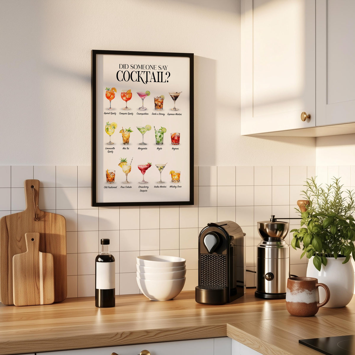 Cocktail Bar Print, Signature Cocktail Poster For A Kitchen Gallery Wall, Garden Bar Decor, Cocktail Gifts For Women, Outdoor Kitchen Decor