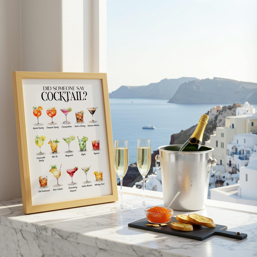 Cocktail Bar Print, Signature Cocktail Poster For A Kitchen Gallery Wall, Garden Bar Decor, Cocktail Gifts For Women, Outdoor Kitchen Decor