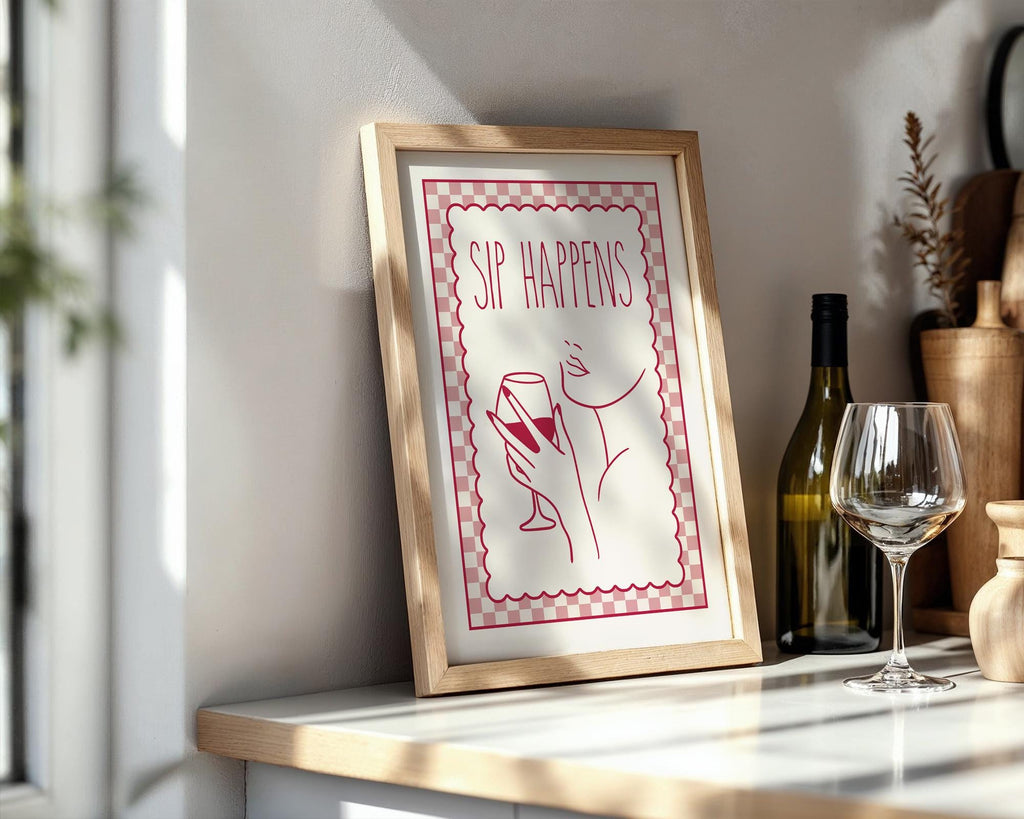 Funny Wine Wall Art, Custom Wine Print, Kitchen Bar Decor, Typography Wall Art, Maximalist Alcohol Kitchen Decor, Bar Cart Poster