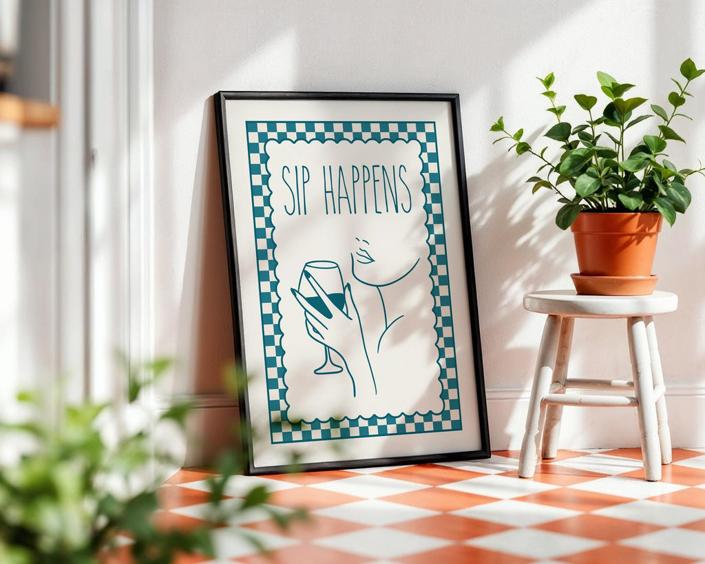 Funny Wine Wall Art, Custom Wine Print, Kitchen Bar Decor, Typography Wall Art, Maximalist Alcohol Kitchen Decor, Bar Cart Poster