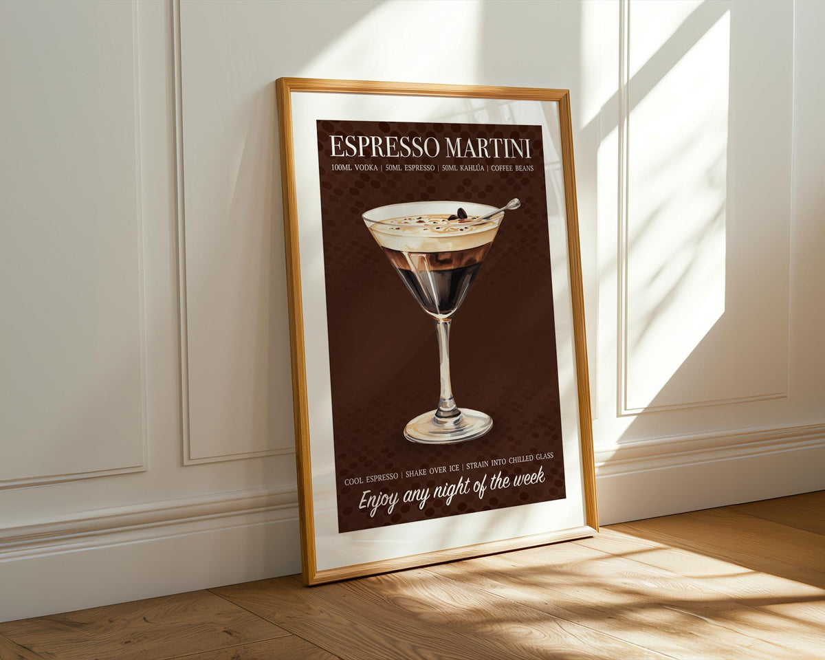 Espresso Martini Cocktail Print: Cocktail Recipe Poster, Martini Wall Decor, Cocktail Prints For Kitchen, Home Bar Poster, Cocktail Wall Art