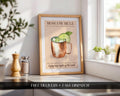 Moscow Mule Print: Retro Bar Cart Posters, Cocktail Recipe Poster, Vodka Gift Ideas, Cocktail Wall Art Set Of 6, Cocktail Decor For Walls